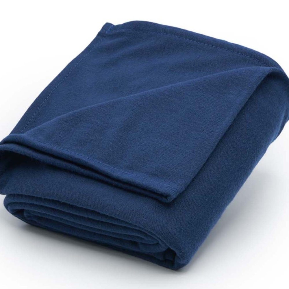 Brookstone Navy Jersey Knit Travel Blanket